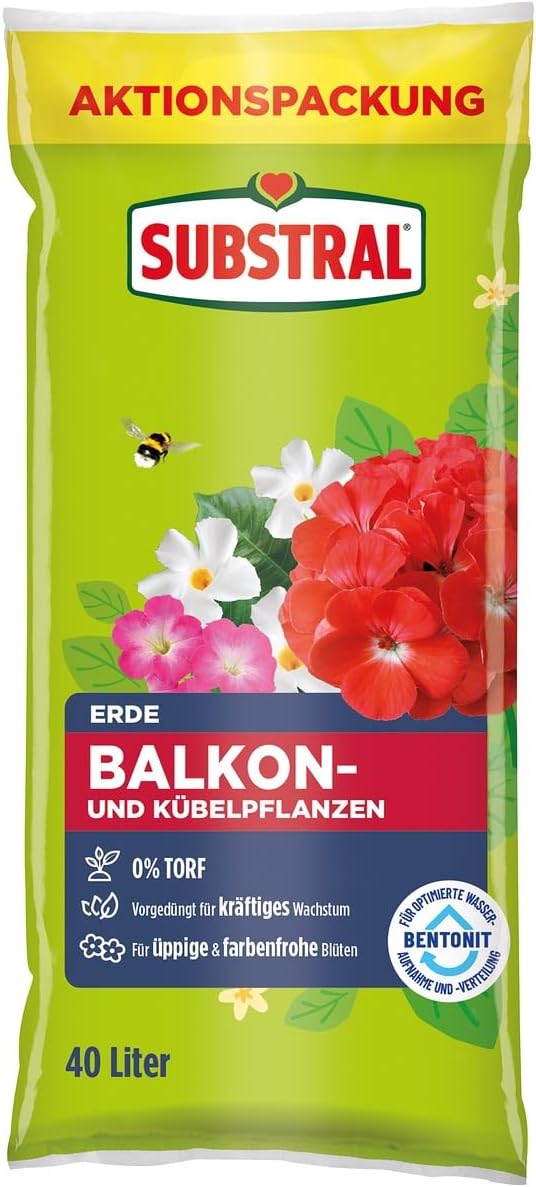 Substral Balkon und Kübelpflanzenerde 40L torffrei mit Langzeitdünger