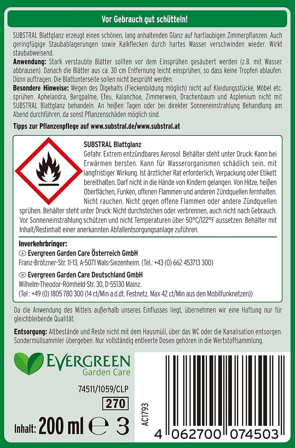 Substral Blattglanz Spray beseitigs Kalkränder und Staubbeläge wirkt staubabweisend für alle Grünpflanzen 200ml — Ansicht 3