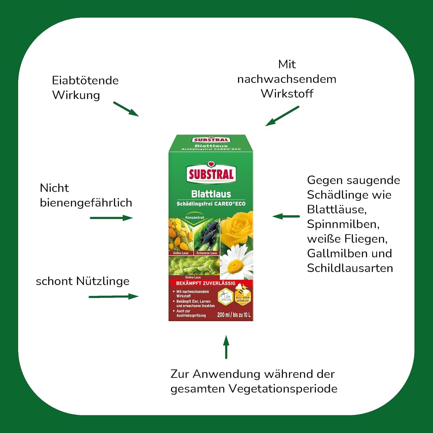 Substral Blattlaus Schädlingsfrei CAREO Eco 200ml gegen Blattlaus Spinnmilbe Weiße Fliege Gallmilbe und Schildlaus bekämpft auch Eier & Larven — Ansicht 3