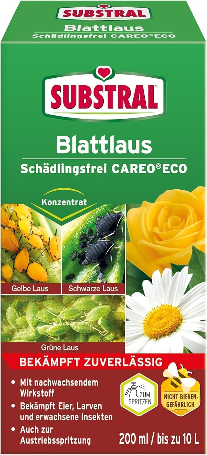 Substral Blattlaus Schädlingsfrei CAREO Eco 200ml gegen Blattlaus Spinnmilbe Weiße Fliege Gallmilbe und Schildlaus bekämpft auch Eier & Larven