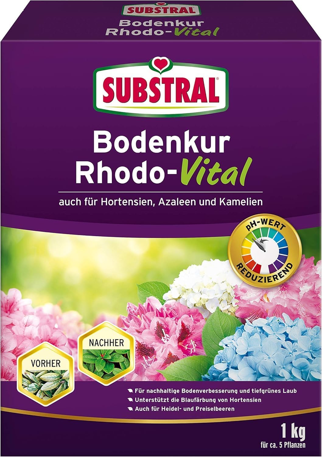 Substral Bodenkur Rhodo - Vital für Rhododendren Azaleen Hortensien Himbeeren Preiselbeeren Heidelbeeren u.a. 1kg
