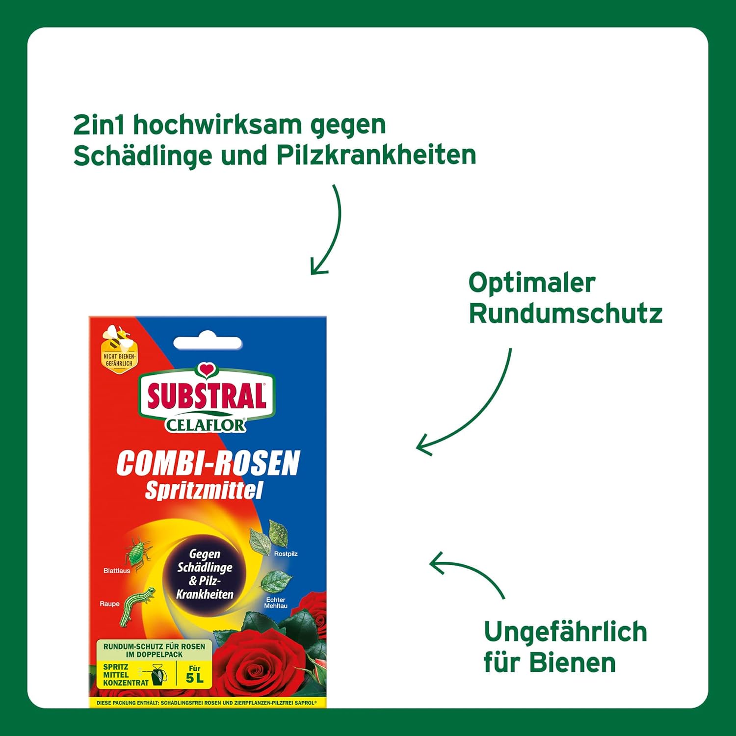 Substral Celaflor Combi-Rosen, 1x7,5 + 1x4 ml Konzentrate, wirkt von innen, Konzentrat gegen Pilze und Schädlinge — Ansicht 3