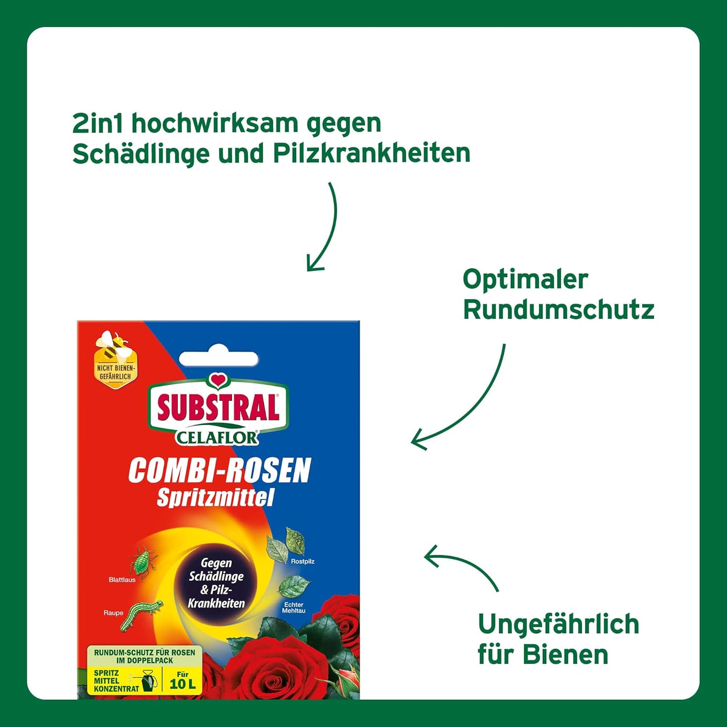 Substral Celaflor Combi-Rosenspritzmittel, 1x15+2x4ml, Rundumschutz für Rosen, gegen Schädlinge und Pilzkrankheiten — Ansicht 3