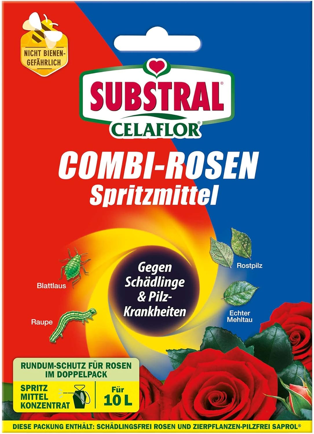 Substral Celaflor Combi-Rosenspritzmittel, 1x15+2x4ml, Rundumschutz für Rosen, gegen Schädlinge und Pilzkrankheiten