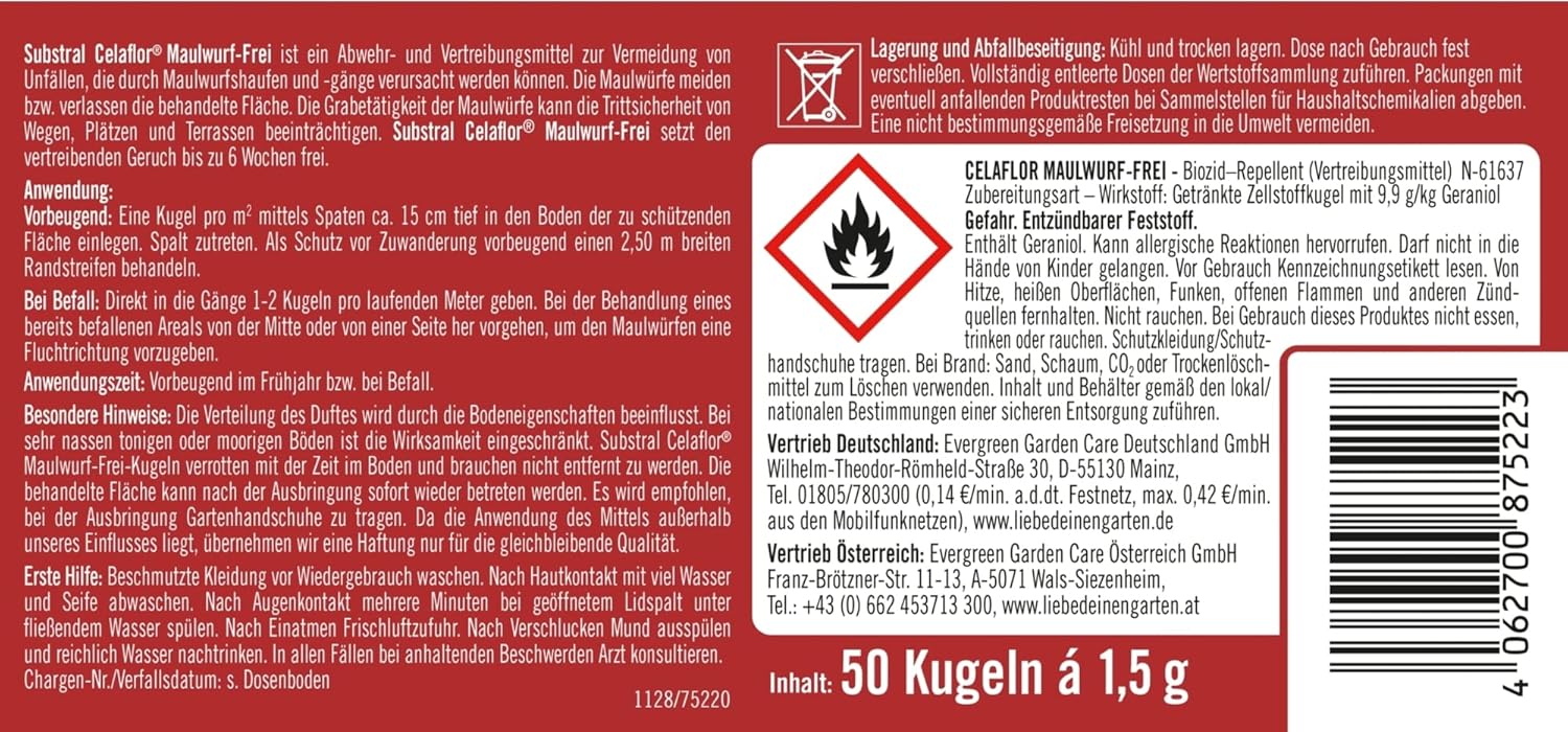 Substral Celaflor Maulwurf-Frei, Abwehr- und Vertreibungsmittel zum Vertreiben von Maulwürfen, 50 Stück — Ansicht 2