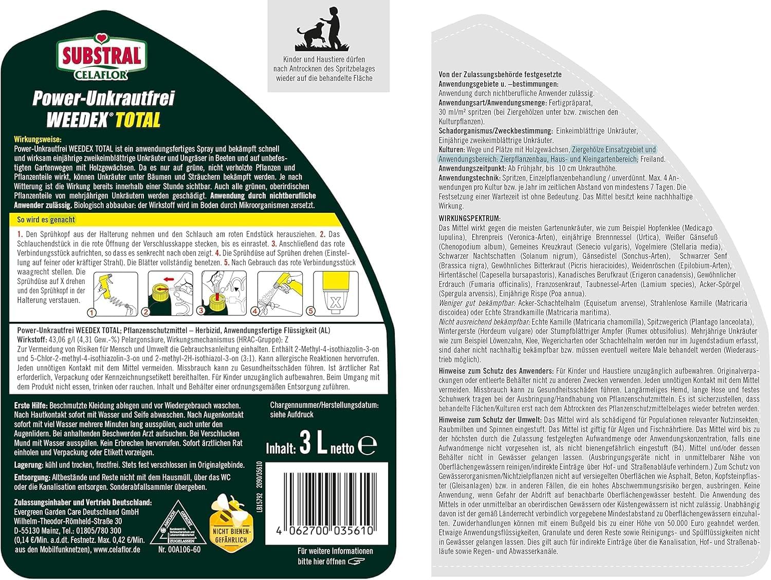Substral Celaflor Power Unkrautfrei Weedex Total 3 Liter Sprühkanister gegen Unkräuter Gräser und Moos — Ansicht 6