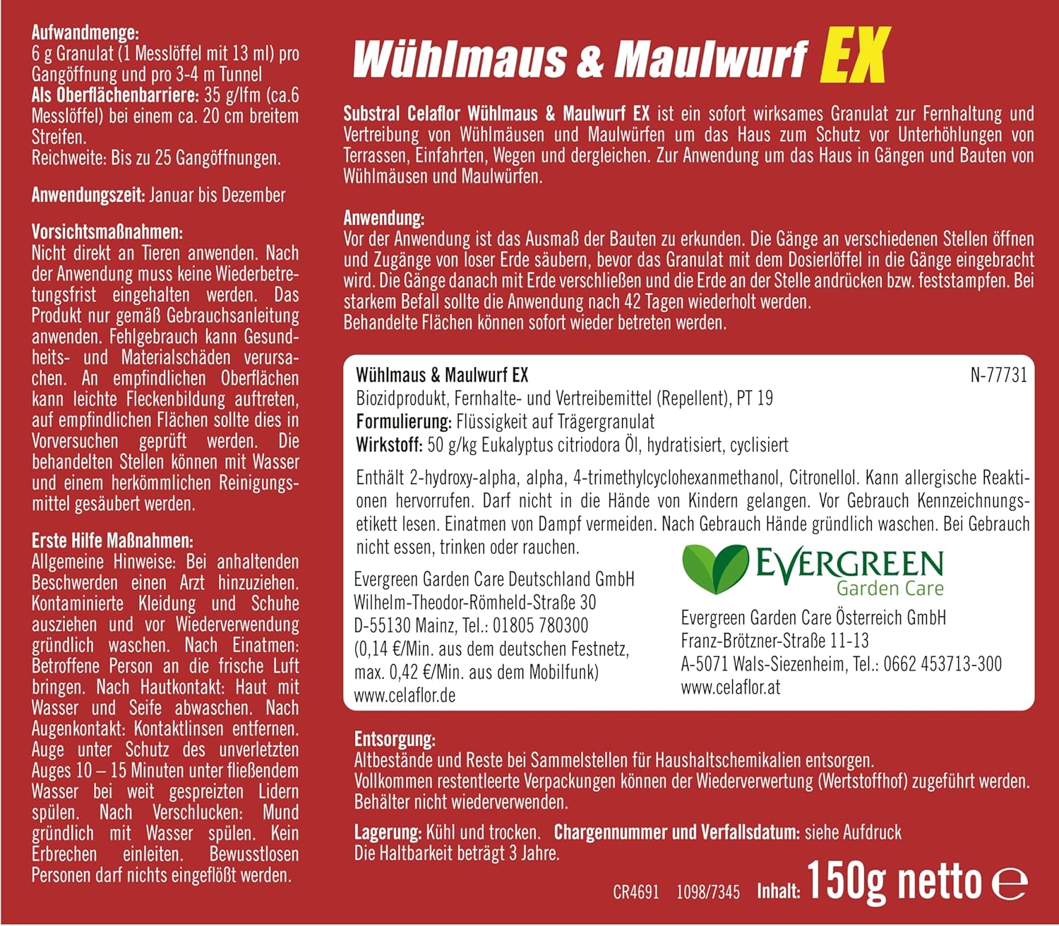 Substral Celaflor Wühlmaus & Maulwurf Ex Stop, vertreibt Wühlmäuse und Maulwürfe mit Sofortwirkung, ohne Gift, 150g, grün (Packung mit 2) — Ansicht 2