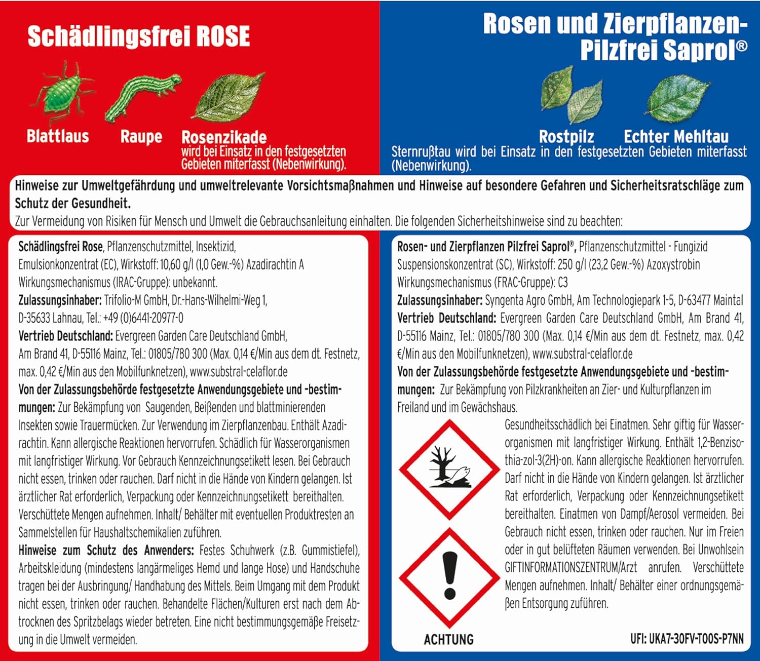Substral Combi - Rose 15ml + 2 x 4ml Pflanzenschutzmittel Set: Insektizid und Fungizid für Rosen und Zierpflanzen einzeln oder kombiniert anwendbar — Ansicht 3