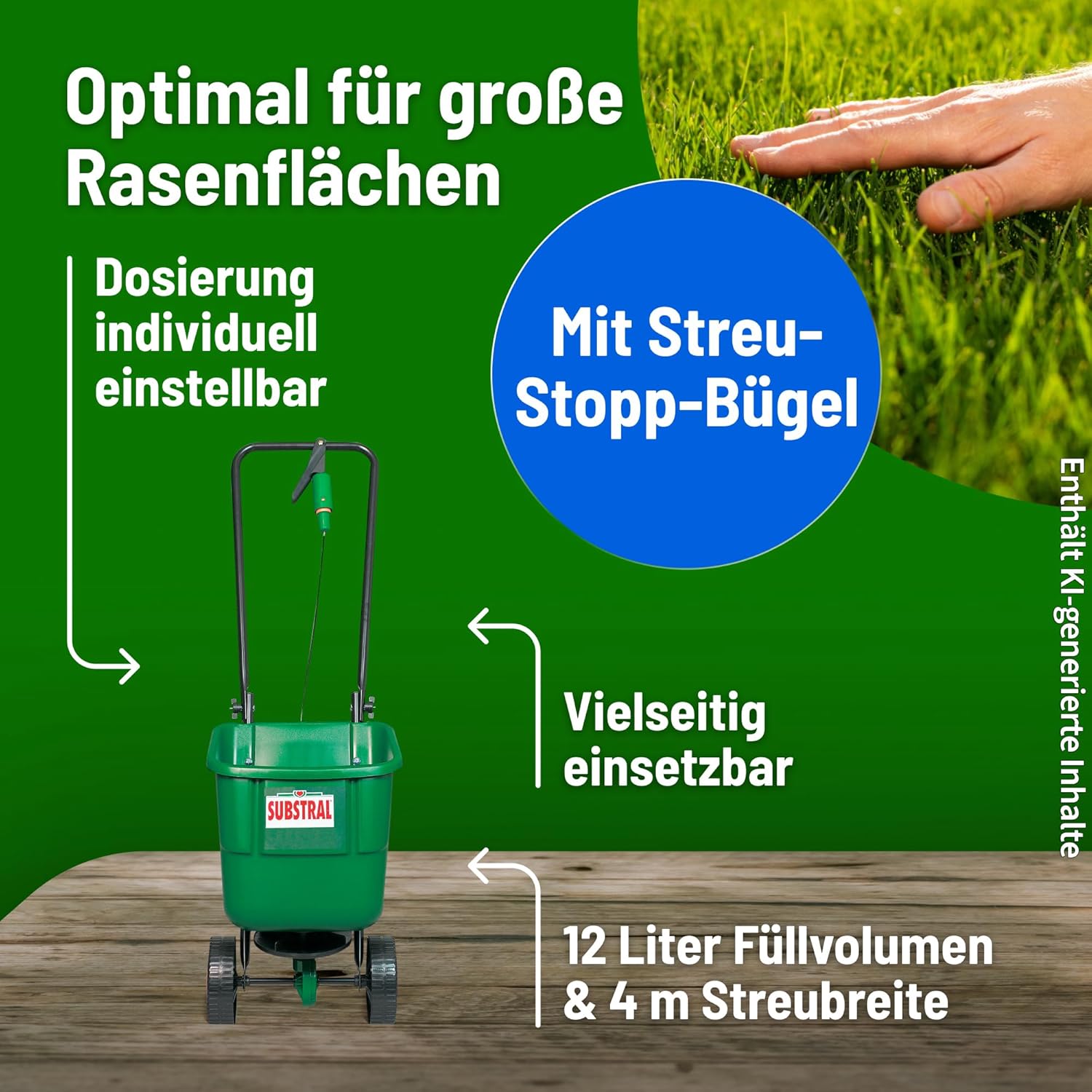 Substral EasyGreen Schleuderstreuer 12L Streuwagen mit 2 m Streubreite — Ansicht 2