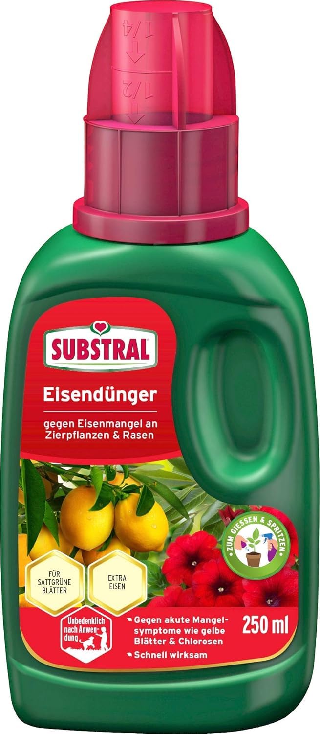 Substral Eisendünger 250ml Flüssigdünger gegen Eisenmangel an Zierpflanzen und Rasen für Gieß - und Spritzanwendung