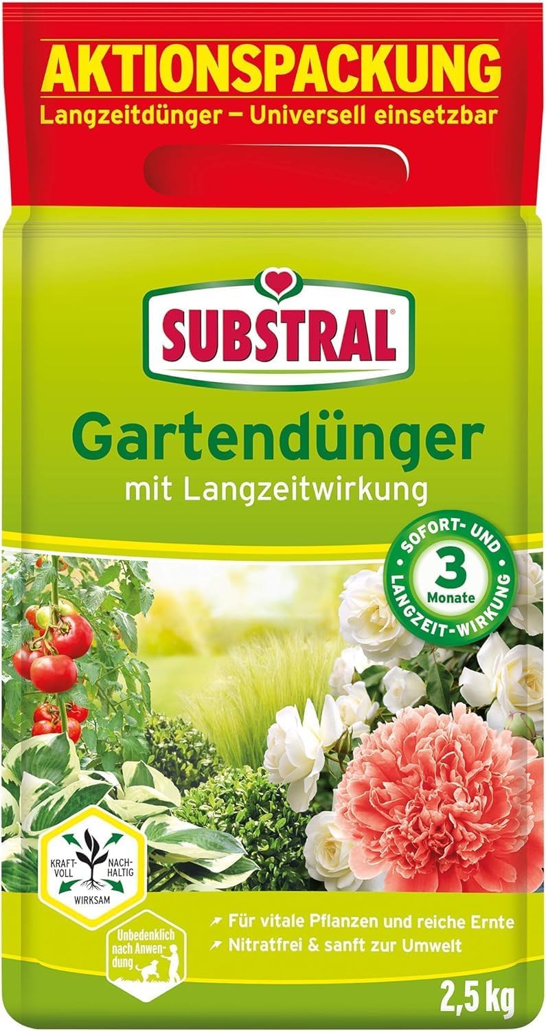 Substral Gartendünger mit Langzeitwirkung 2,5kg für Obst Gemüse Blumen Sträucher Koniferen und Hecken