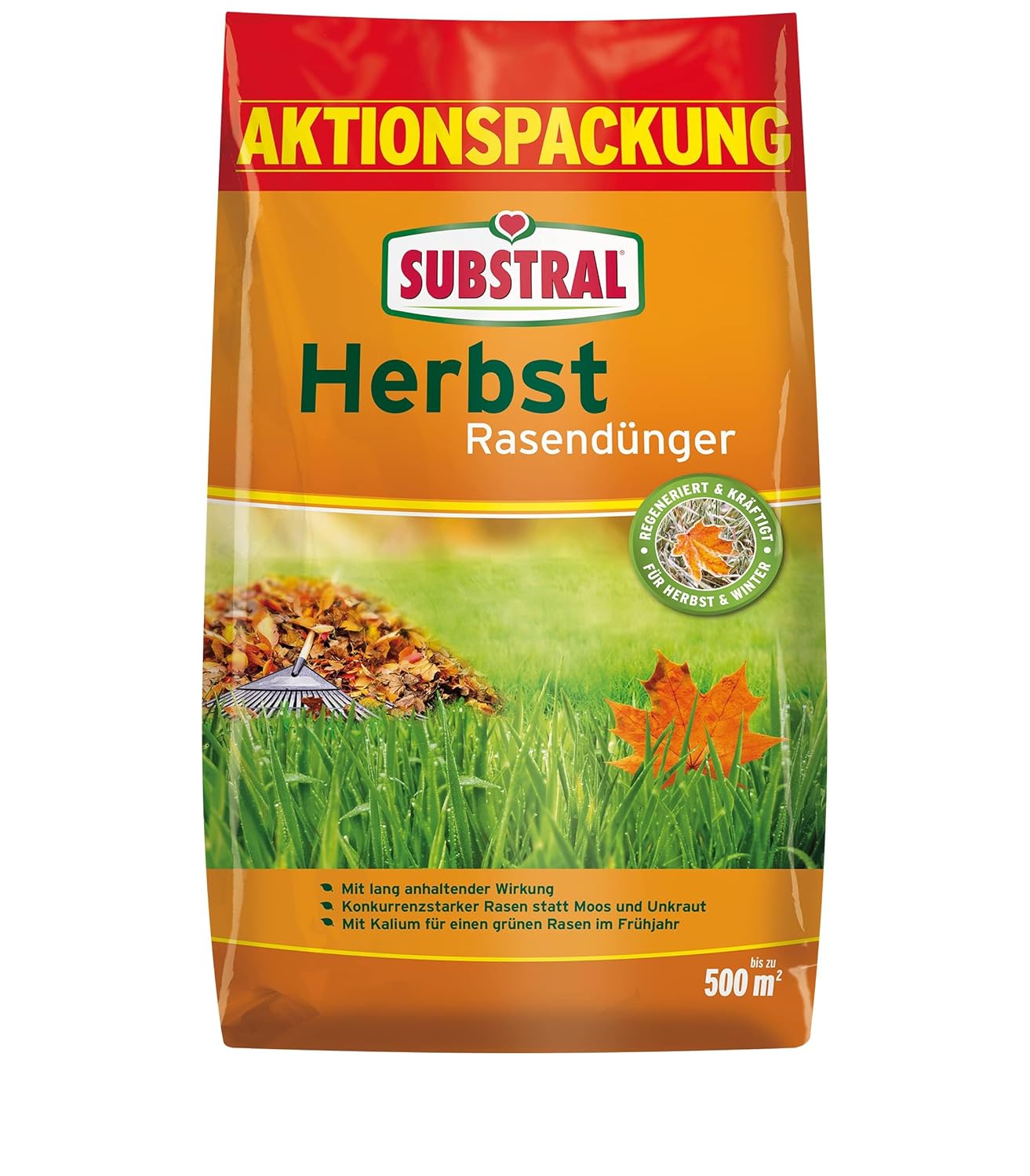 Substral Herbst Rasendünger kaliumreicher Spezial - Rasendünger mit lang anhaltender Wirkung für 500 m2 12,5kg Sack