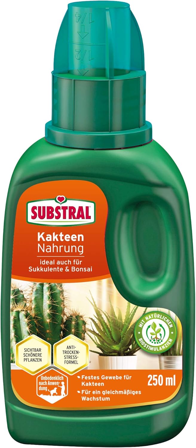 Substral Kakteen Nahrung, Flüssigdünger für Kakteen, 250 ml, Sukkulente und Bonsai mit natürlichen Biostimulanzien