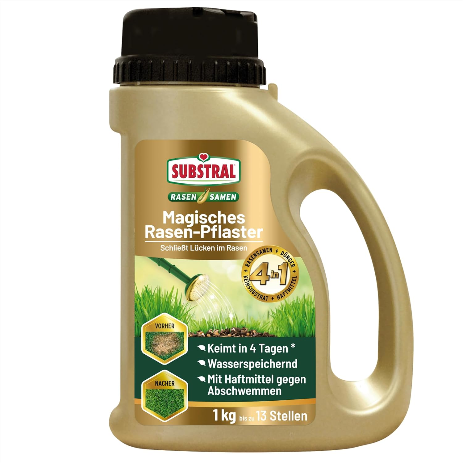 Substral Magisches Rasen‐Pflaster Mischung 1kg Nachsaat Rasen