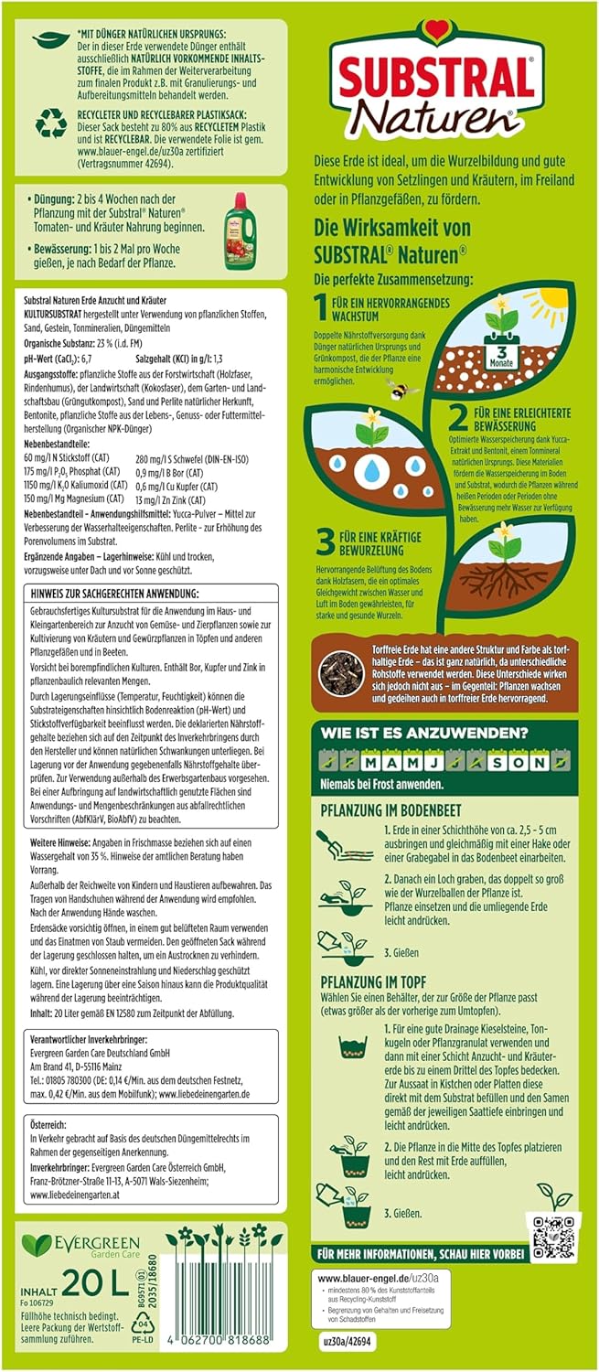 SUBSTRAL® Naturen® Anzucht- und Kräutererde torffrei - 20 Liter — Ansicht 2