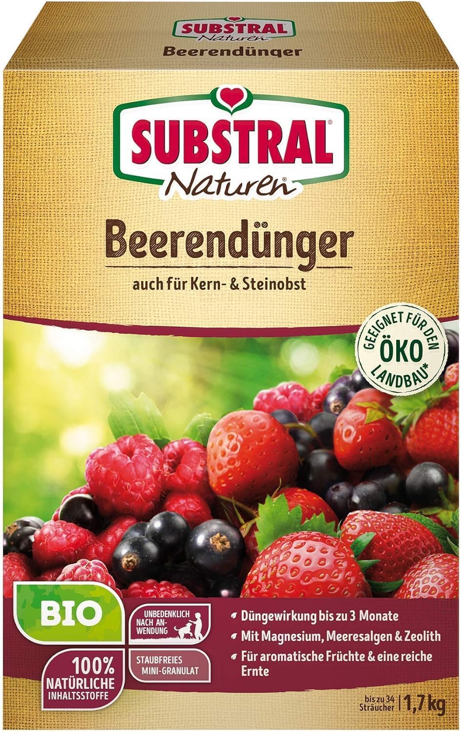 Substral Naturen Bio Beerendünger für Beerenobst Kern und Steinobst 3 Monate Langzeitdünger 1,7kg