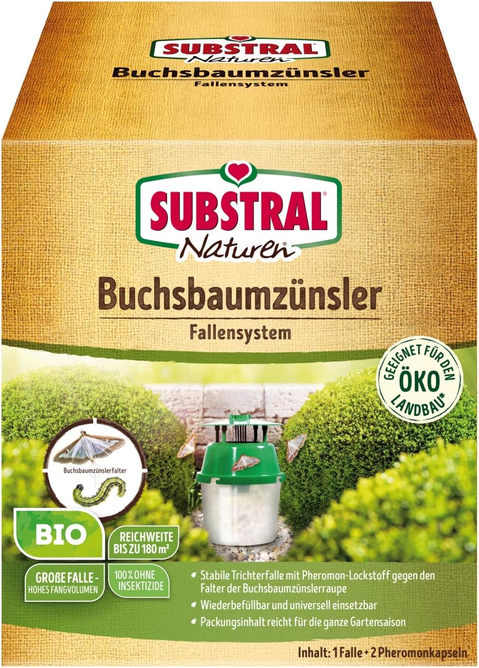 Substral Naturen Bio Buchsbaumzünsler Falle zur Befallskontrolle, insektizidfrei, mit Pheromon Lockstoff, wirkt 6 Monate