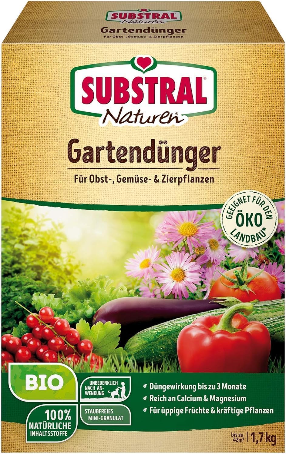 Substral Naturen BIO Garten natürlicher Universal - Dünger für Obst Gemüse und Zierpflanzen düngt 3 Monate 1,7kg