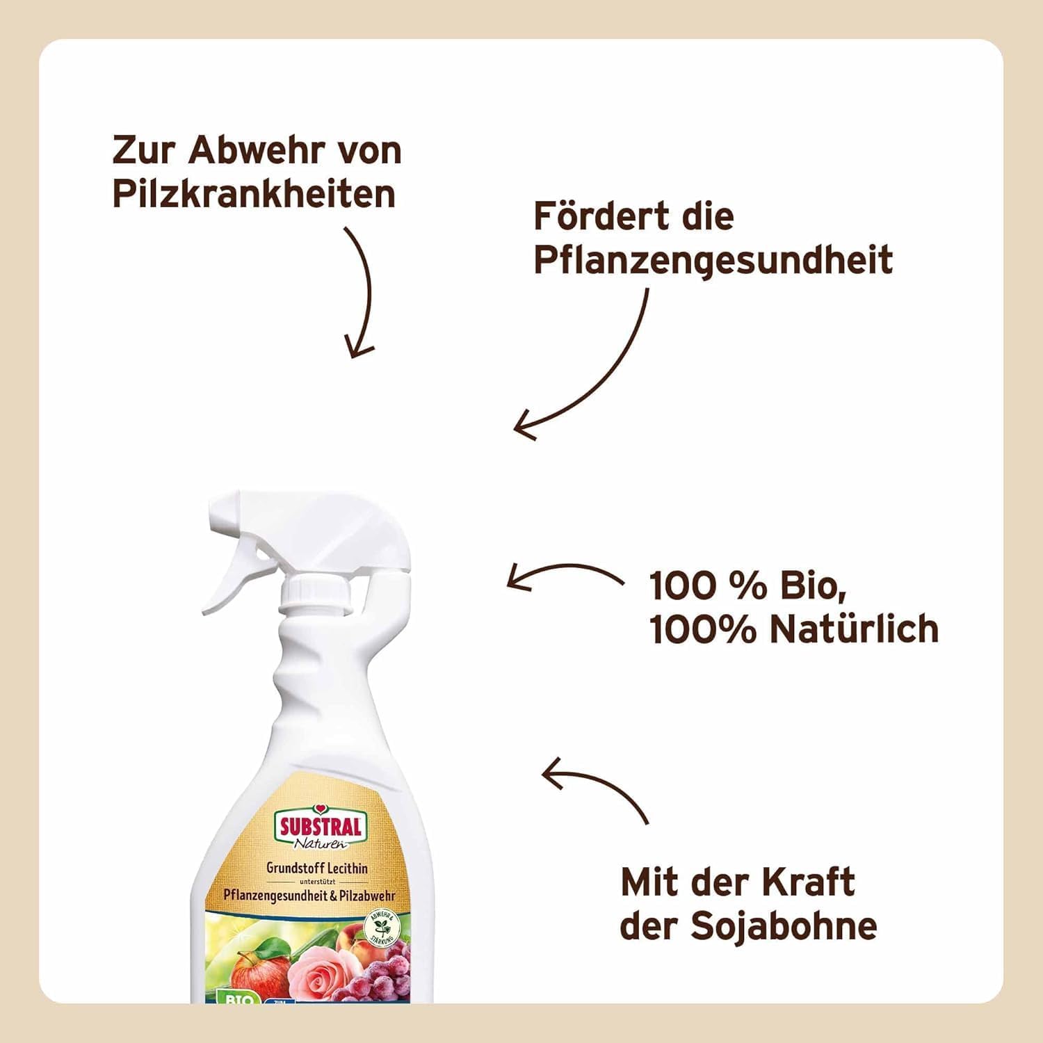 Substral Naturen Bio Grundstoff Lecithin 750ml Sprühflasche unterstützt Pflanzengesundheit Pilzabwehr + Befallsminderung — Ansicht 2