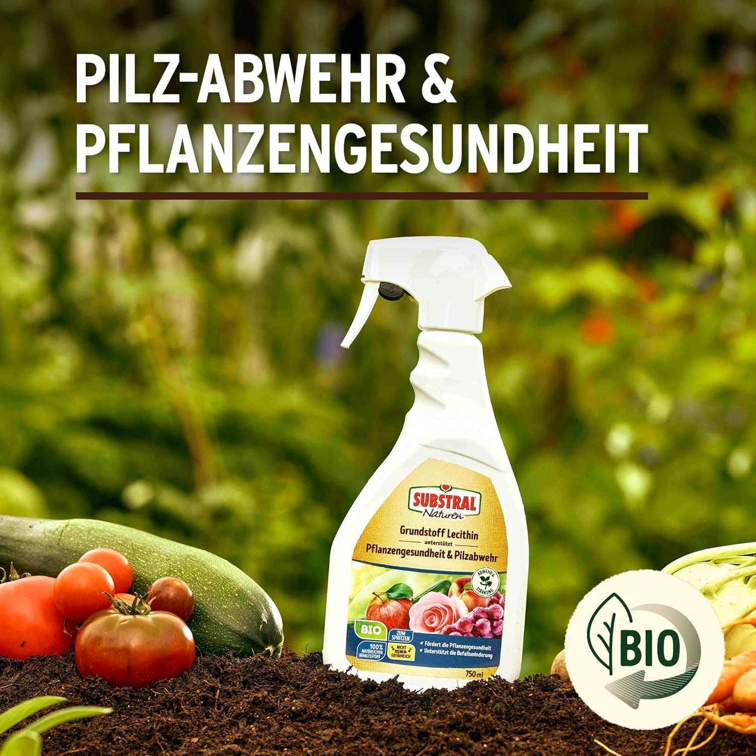 Substral Naturen Bio Grundstoff Lecithin 750ml Sprühflasche unterstützt Pflanzengesundheit Pilzabwehr + Befallsminderung — Ansicht 3