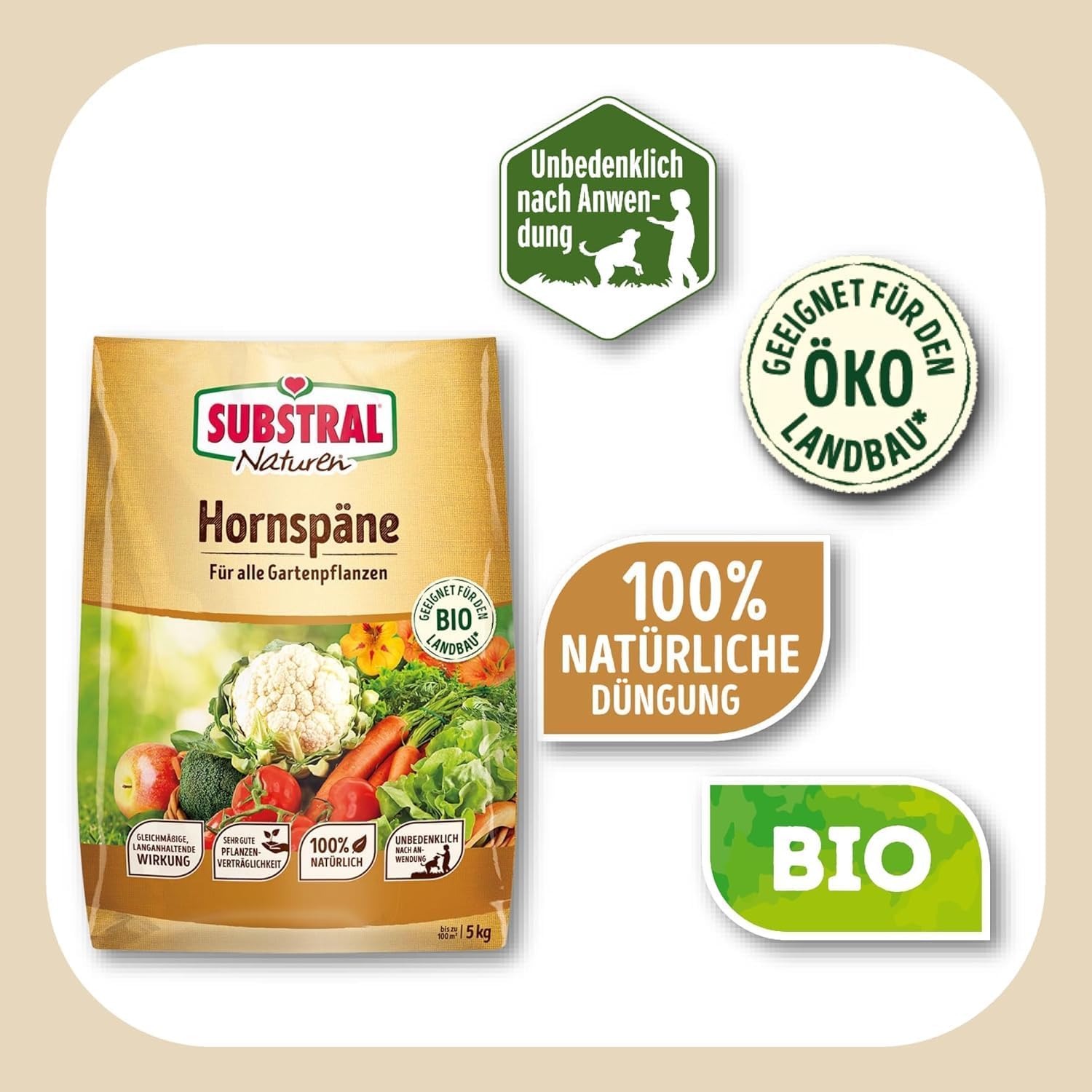 Substral Naturen Bio Hornspäne 5kg Organischer Dünger für Gärten und Balkone Nährstoffreich & Chloridarm — Ansicht 3