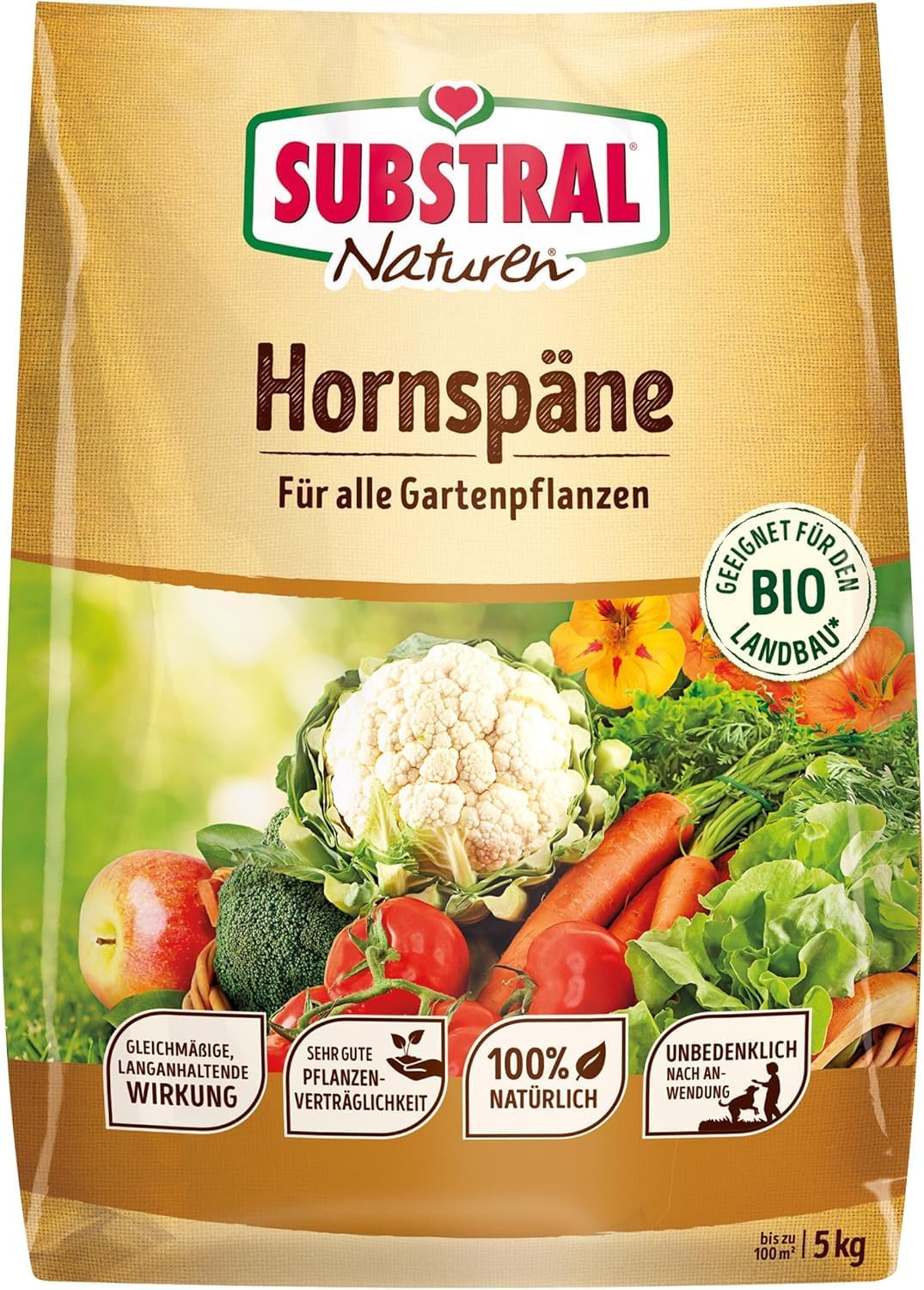 Substral Naturen Bio Hornspäne 5kg Organischer Dünger für Gärten und Balkone Nährstoffreich & Chloridarm