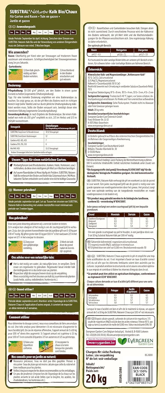Substral Naturen Bio Kalk aus fossilen Meeresalgen mit Magnesium zur Bodenverbesserung auf Garten - & Rasenflächen 20kg — Ansicht 5