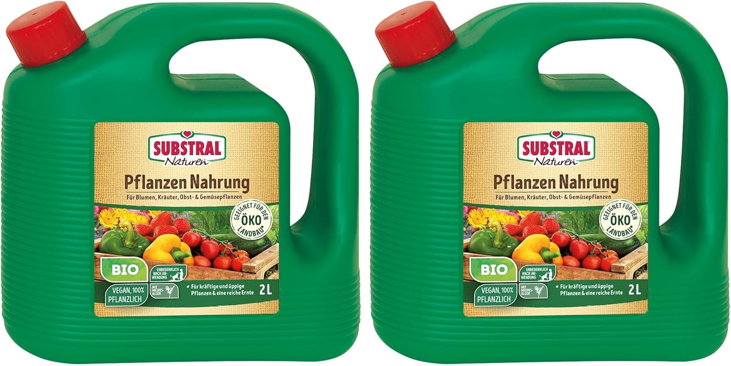 Substral Naturen Bio Pflanzen-Nahrung, pflanzlicher, veganer Flüssigdünger für Zierpflanzen, Obst & Gemüse, 2 L (Packung mit 2)