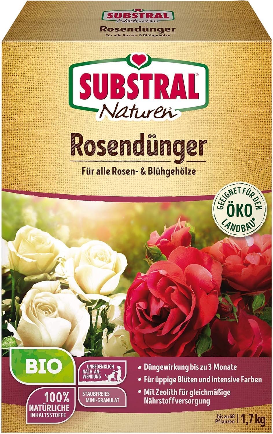 Substral Naturen Bio Rosen Organisch - mineralischer Volldünger für alle Rosengewächse wirkt bis zu 12 Wochen 1,7kg