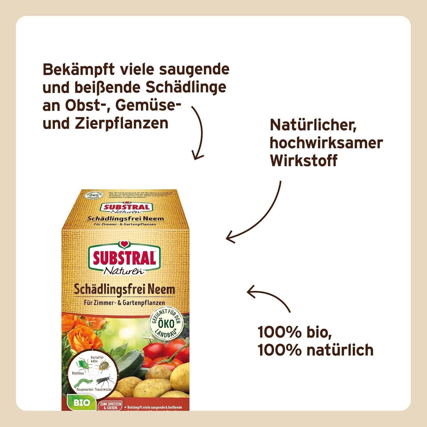 Substral Naturen Bio Schädlingsfrei Neem 75ml Konzentrat gegen saugende und beißende Schädlinge an Gemüse - und Zierpflanzen — Ansicht 2