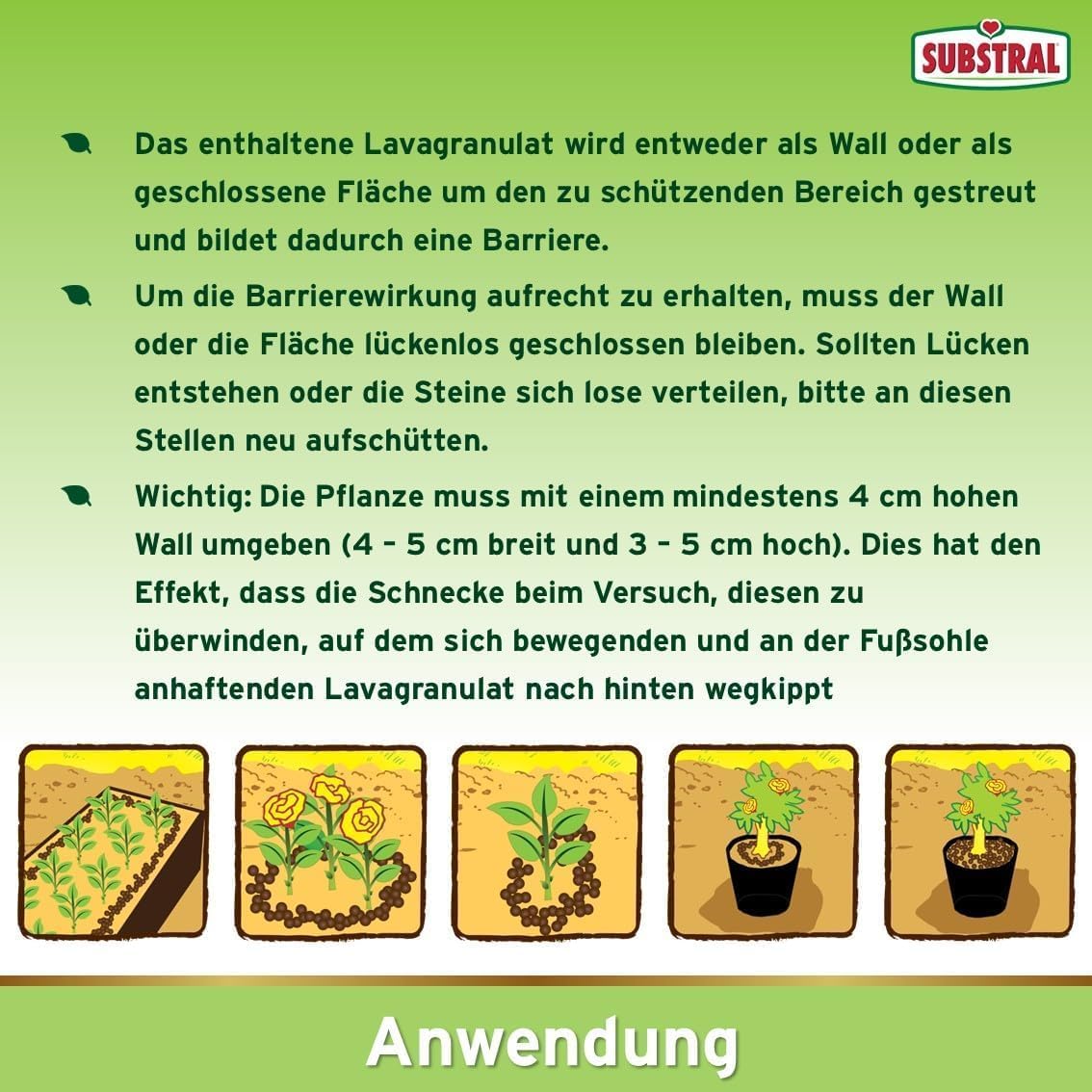 Substral Naturen Bio Schnecken-Sperre, 2,3 kg - Regenbeständige Barriere aus Lavagranulat zur Abwehr von Schnecken — Ansicht 4