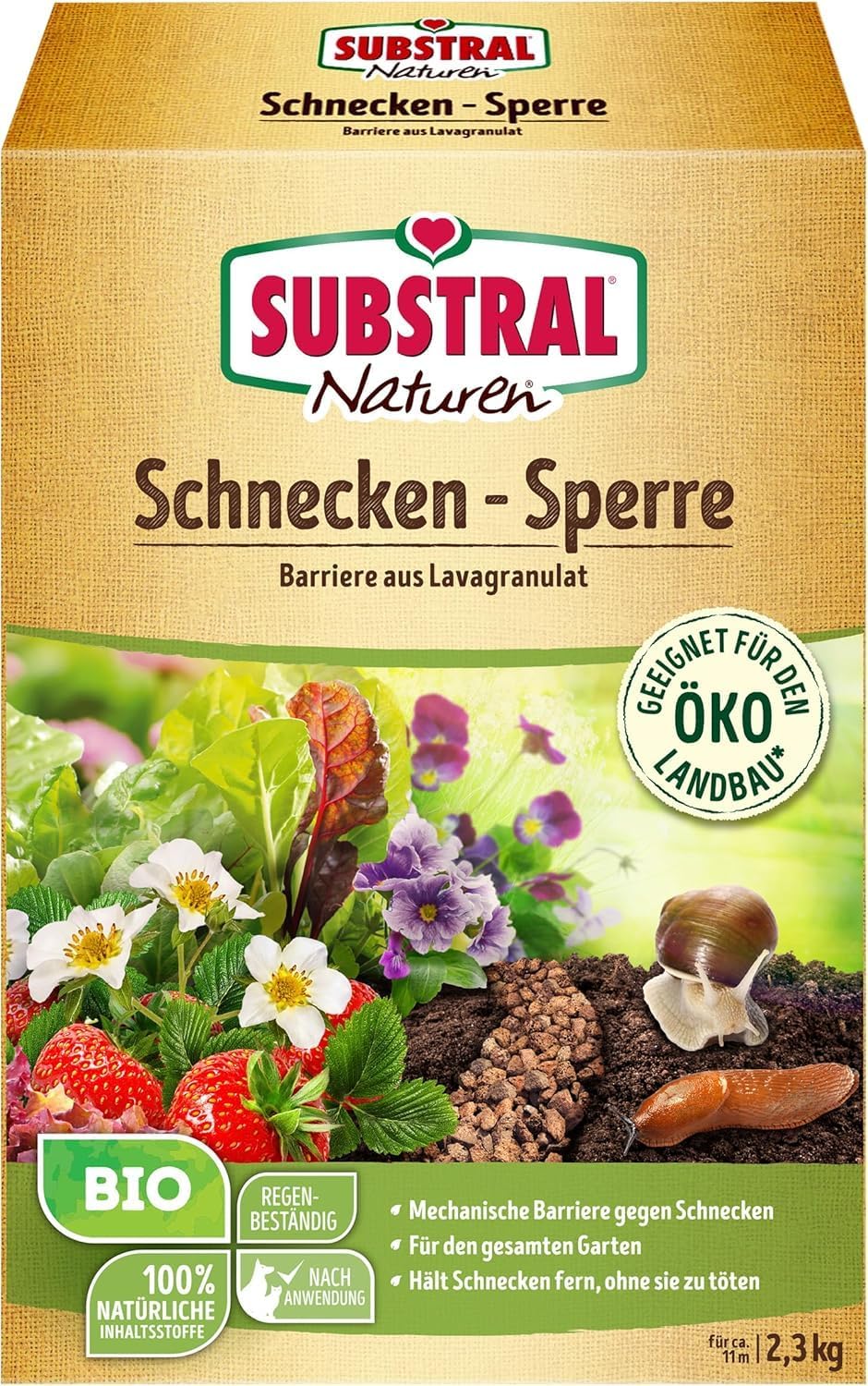 Substral Naturen Bio Schnecken-Sperre, 2,3 kg - Regenbeständige Barriere aus Lavagranulat zur Abwehr von Schnecken