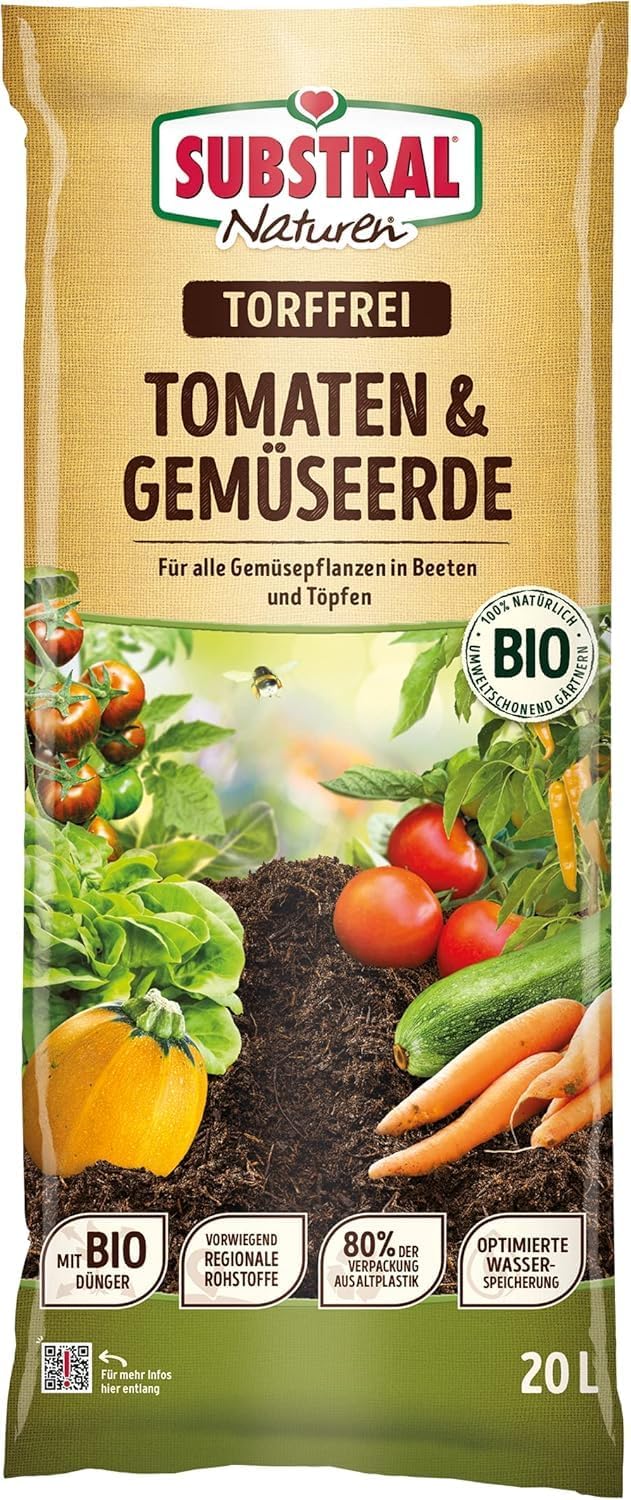Substral Naturen Bio Tomate & Gemüse Erde Bio & torffrei 20l, 12 Wochen vorgedüngt