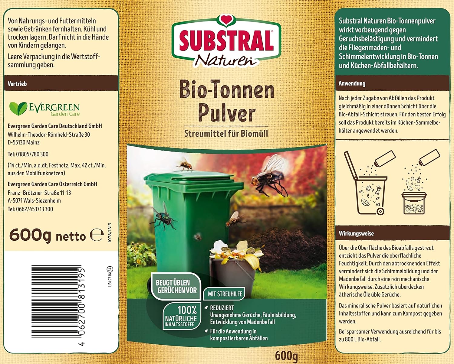 Substral Naturen Biotonnenpulvere, 600g Streudose gegen Madenbefall und unangenehme Gerüche in der Biotonne — Ansicht 2
