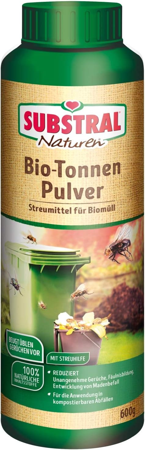 Substral Naturen Biotonnenpulvere, 600g Streudose gegen Madenbefall und unangenehme Gerüche in der Biotonne