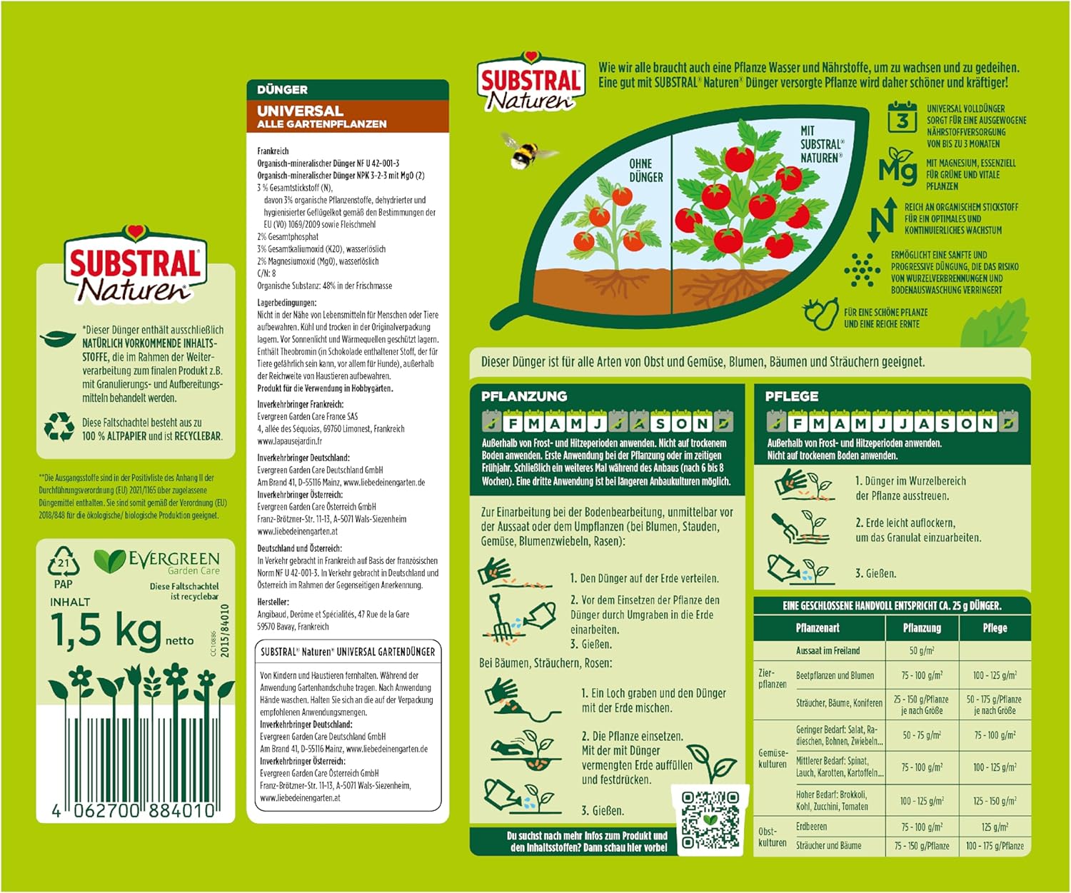 Substral Naturen Dünger Universal 1,5kg Organisch - mineralischer Volldünger für alle Gartenpflanzen wirkt bis zu 3 Monate für kräftiges Wachstum — Ansicht 3