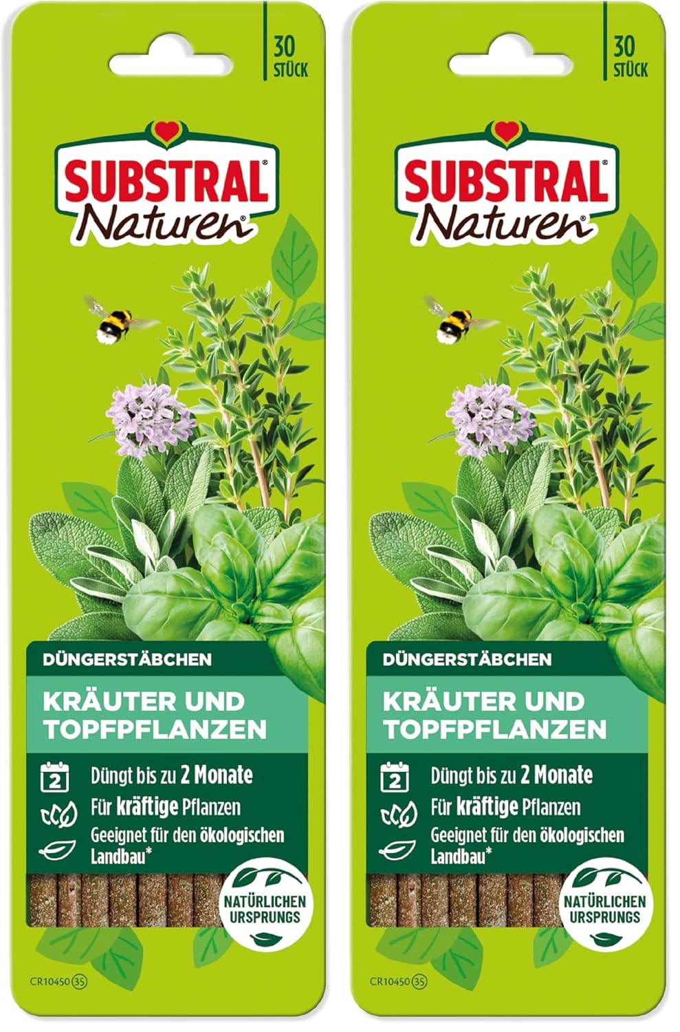Substral Naturen Düngerstäbchen Kräuter und Topfpflanzen 30 Stück Organisch - mineralischer Dünger für bis zu 2 Monate Nährstoffversorgung (Packung mit 2)