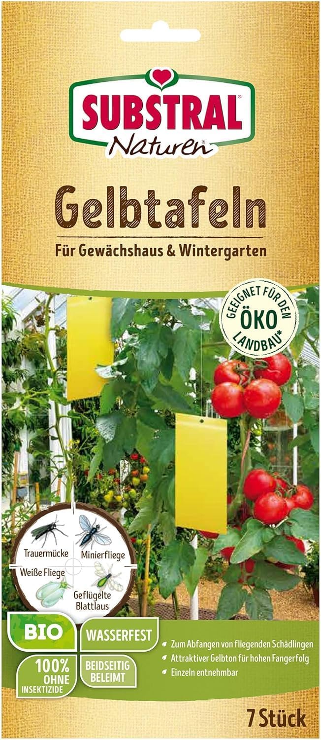 Substral Naturen Gelbtafeln gegen Weiße Fliege Minierfliege geflügelte Blattlaus etc. in Wintergarten u. Gewächshaus 7 St.