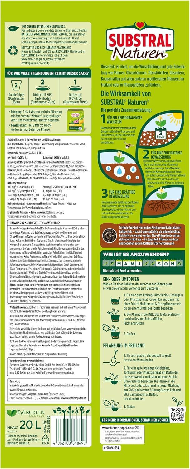 Substral Naturen Mediterrane & Zitruspflanzen Erde 20L torffrei mit Dünger — Ansicht 2