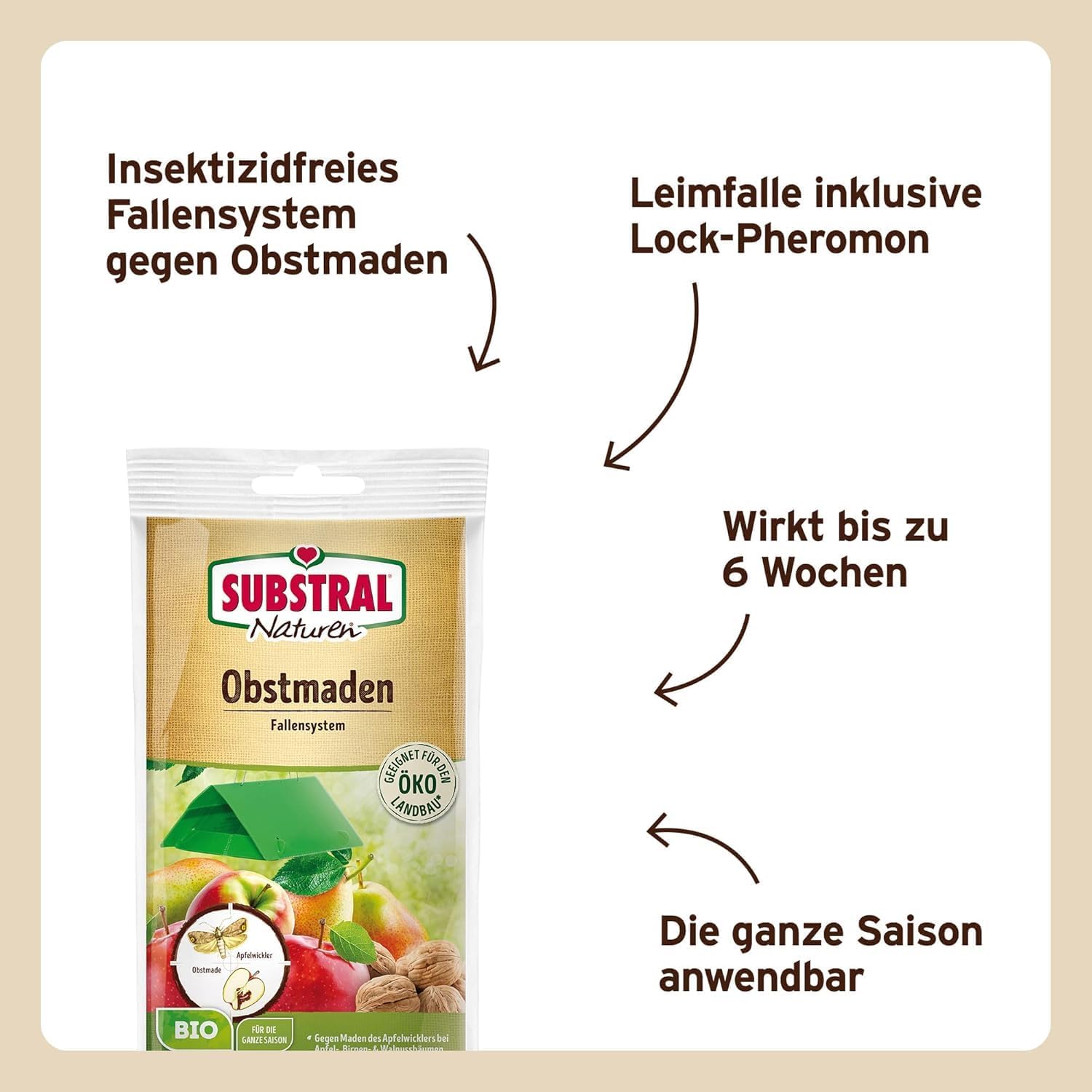 Substral Naturen Obstmaden - Falle gegen Apfelwickler an Äpfeln Birnen und Walnüssen (Obstmade) 1 Set — Ansicht 2
