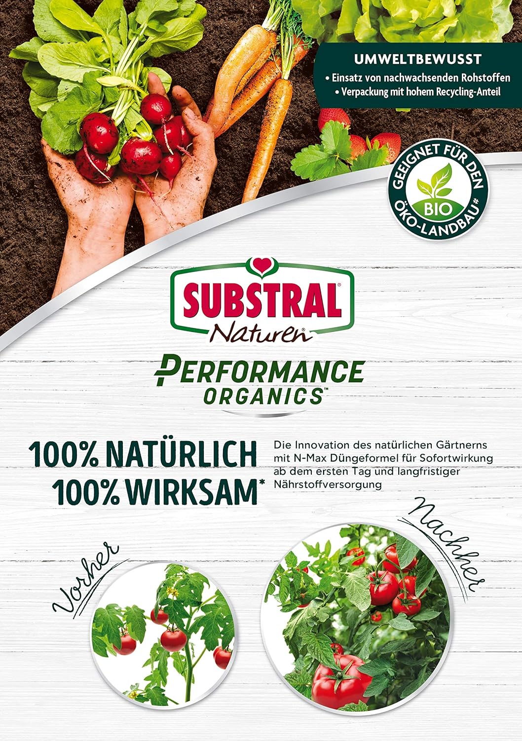 Substral Naturen Performance Organics Balkon- & Kübelpflanzen Nahrung, Bio Spezial-Flüssigdünger mit N-Max Formel, 1 L — Ansicht 3
