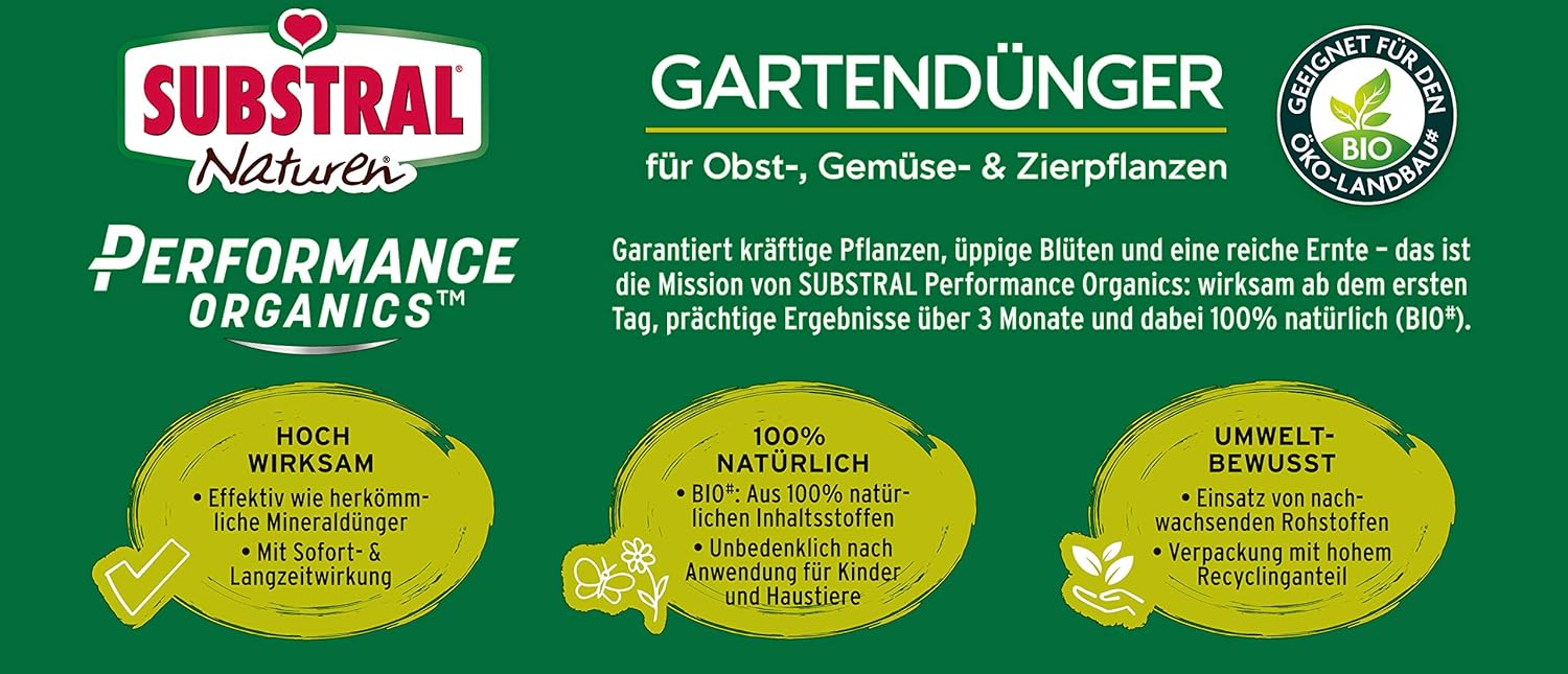 Substral Naturen Performance Organics Gartendünger, Organischer Dünger für alle Gartenpflanzen, düngt 3 Monate, 1 kg — Ansicht 5