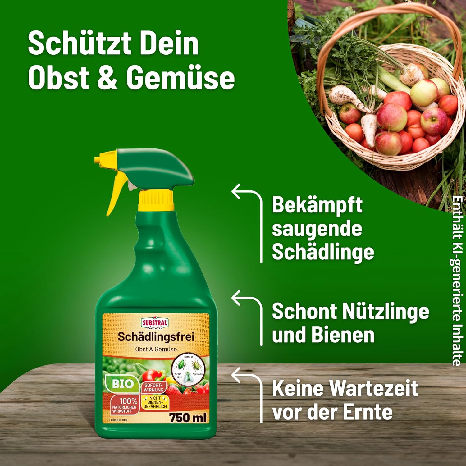 Substral Naturen Schädlingsfrei Obst & Gemüse 750ml Sprühmittel Rapsöl — Ansicht 2