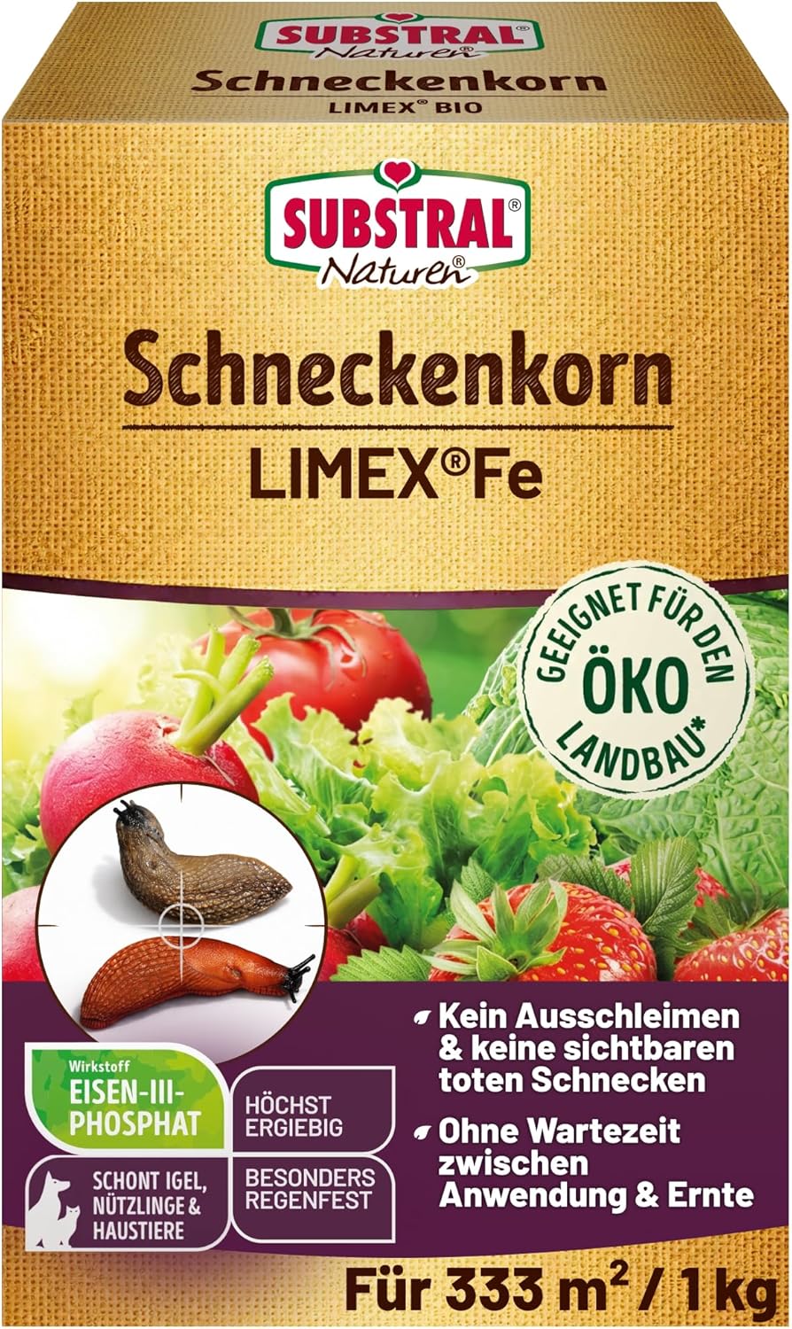 Substral Naturen Schneckenkorn Limex Fe 1,0kg für 333qm Schneckenbekämpfung Für Gemüse und Zierpflanzen Mit Eisen - III - Phosphat Regenfestes Streugranulat Für Haus Und Kleingarten