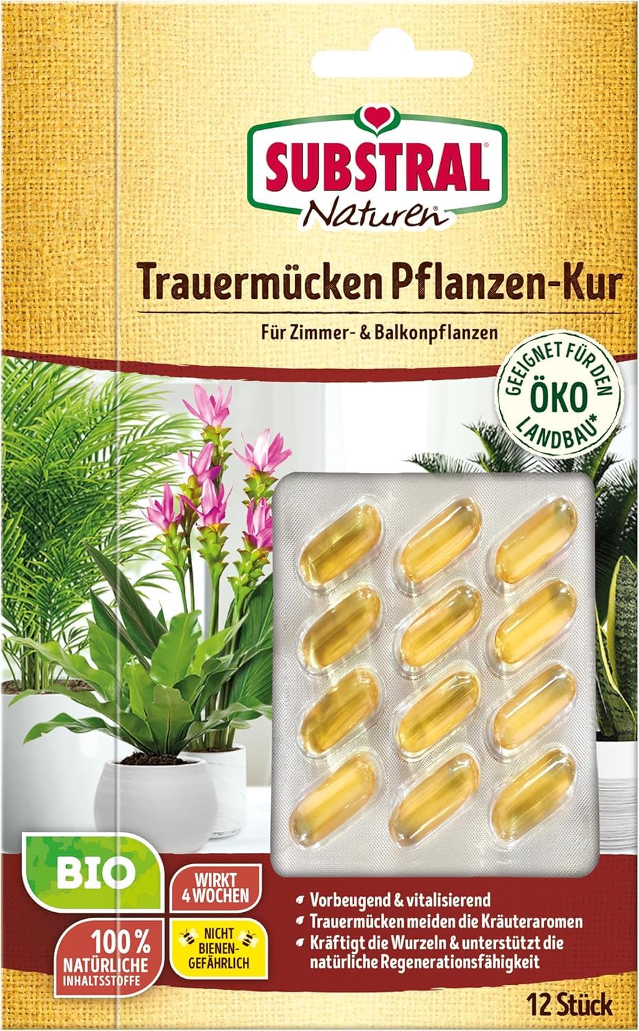 Substral Naturen Trauermückenfreie Pflanzen - Kur 12 STK Mit Ätherischen Ölen & Bioaktiven Stoffen Für Starke Pflanzen & Erde