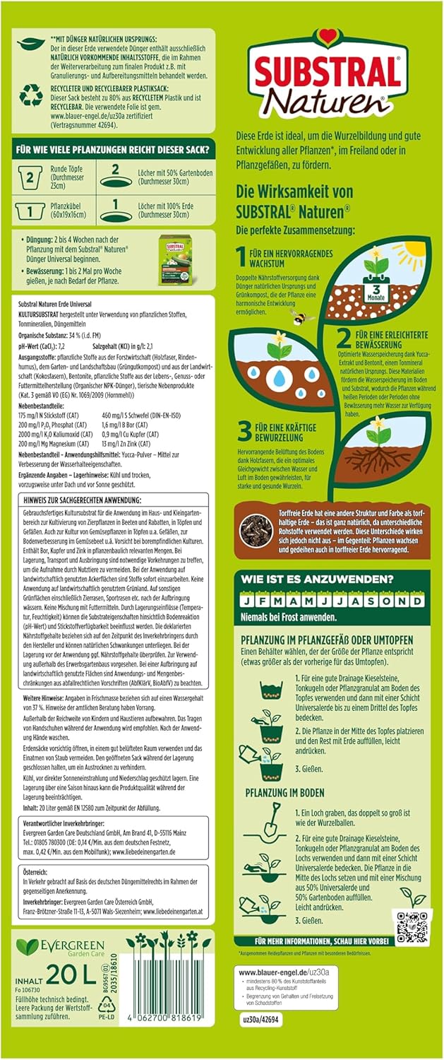 Substral Naturen Universalerde torffrei 20L für Topf Balkon & Beet — Ansicht 2