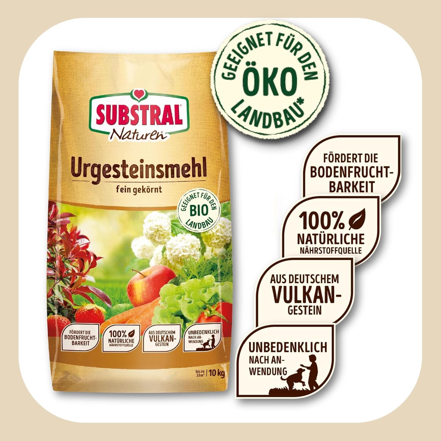 Substral Naturen Urgesteinsmehl für fruchtbare Böden 10kg Spurenelemente & Verbesserung der Bodenstruktur Für alle Pflanzen & Gartenbereiche — Ansicht 3