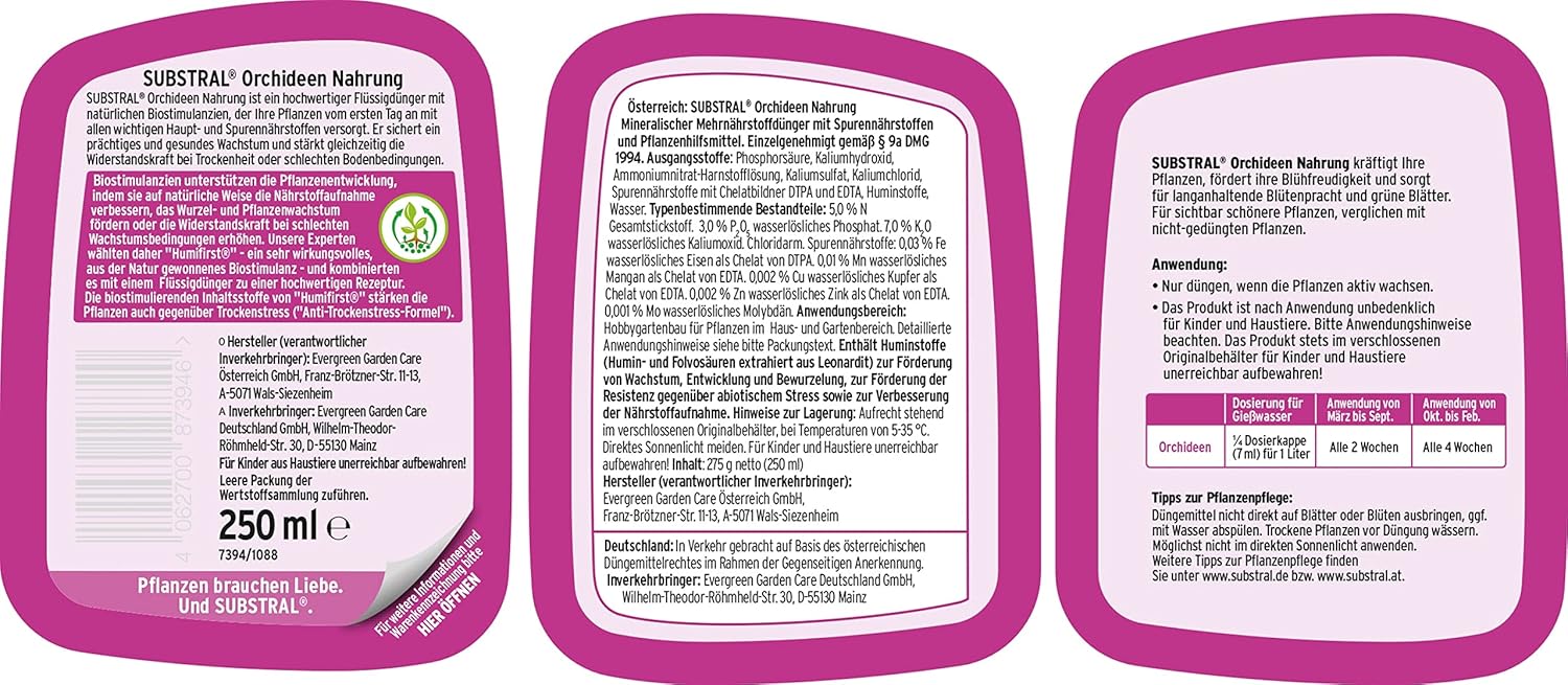 Substral Orchideen Nahrung 250ml, Flüssige Spezialnahrung für alle Orchideenarten mit natürlichen Biostimulanzien — Ansicht 2