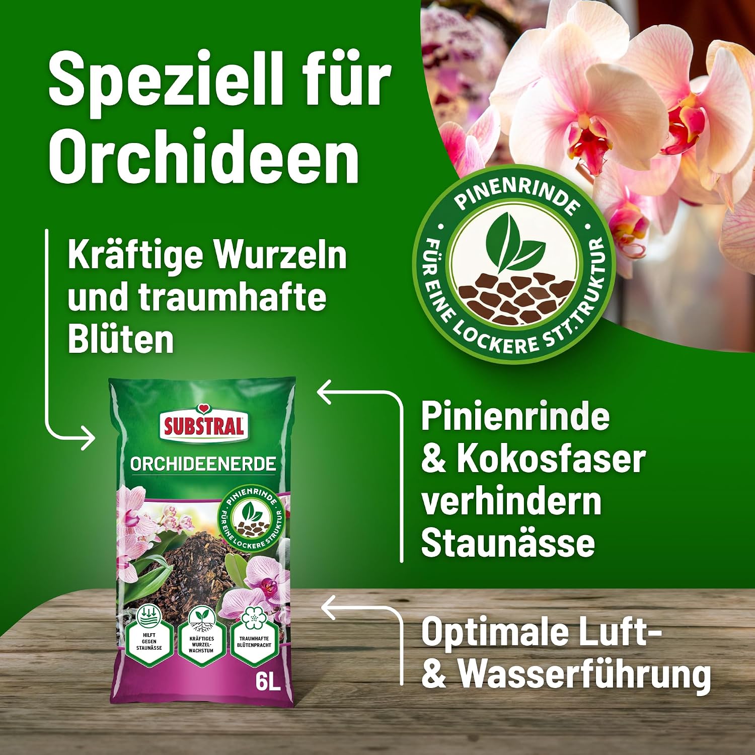 Substral Orchideenerde 6L mit Pinienrinde für Orchideen lockere Struktur — Ansicht 2