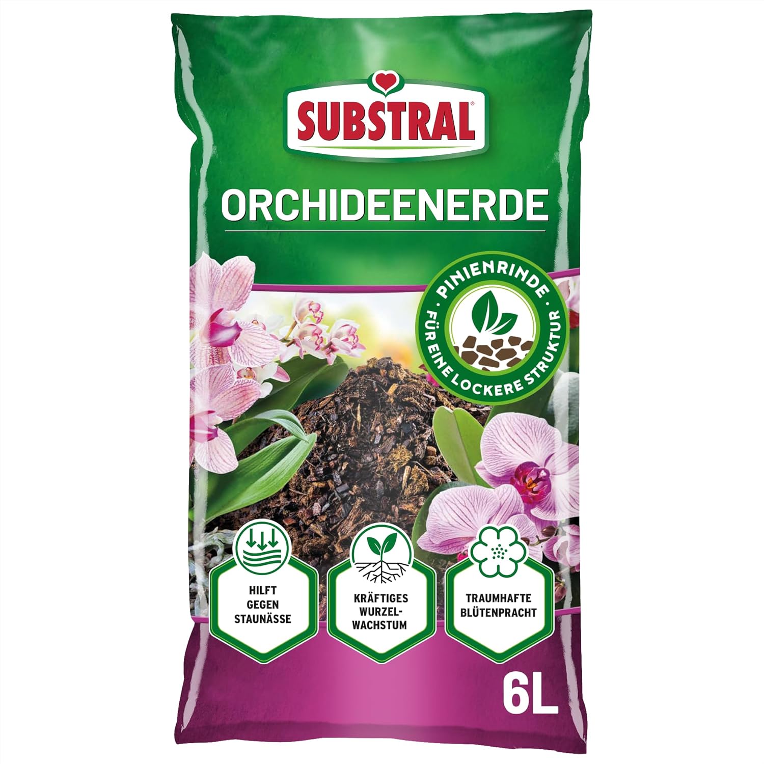 Substral Orchideenerde 6L mit Pinienrinde für Orchideen lockere Struktur